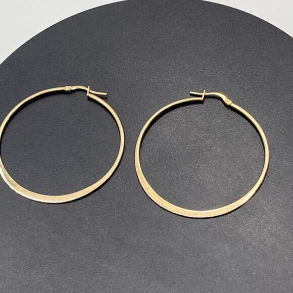 AV 925 Italy Sterling Silver Gold Plated Vermeil Hoop Pierced Earrings - Picture 4 of 8